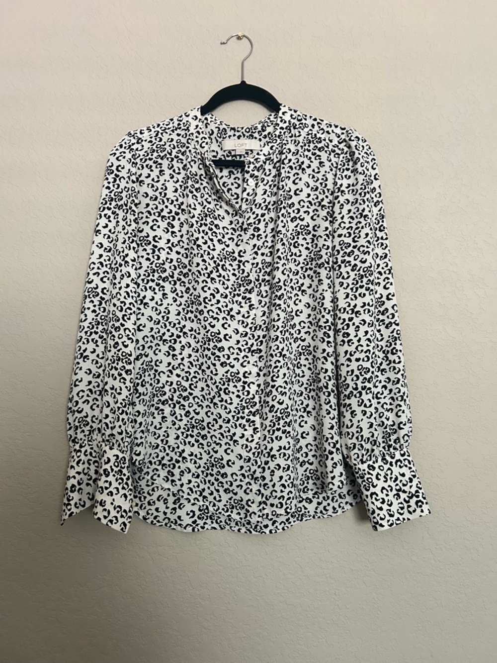 LOFT Black and White Leopard Print Blouse